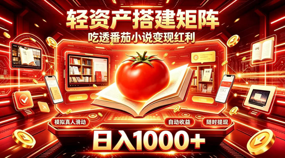 轻资产搭建矩阵,吃透番茄小说变现红利,日入1000+,支持无限矩阵放大【揭秘】 1 轻资产搭建矩阵,吃透番茄小说变现红利,日入1000+,支持无限矩阵放大【揭秘】