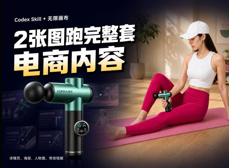 Codex+Skill+无限画布:两张图跑出一整套电商内容 1 Codex+Skill+无限画布:两张图跑出一整套电商内容