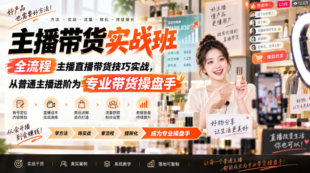 主播带货实战班ZB,全流程主播直播带货技巧实战,从普通主播进阶为专业带货操盘手 1 主播带货实战班ZB,全流程主播直播带货技巧实战,从普通主播进阶为专业带货操盘手