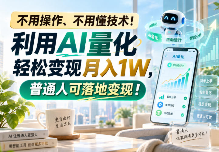 不用操作、不用懂技术!利用AI量化轻松变现月入1W,普通人可落地变现!【揭秘】 1 不用操作、不用懂技术!利用AI量化轻松变现月入1W,普通人可落地变现!【揭秘】