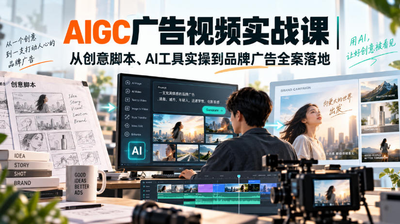 AIGC广告视频实战课|从创意脚本、AI工具实操到品牌广告全案落地 1 AIGC广告视频实战课|从创意脚本、AI工具实操到品牌广告全案落地