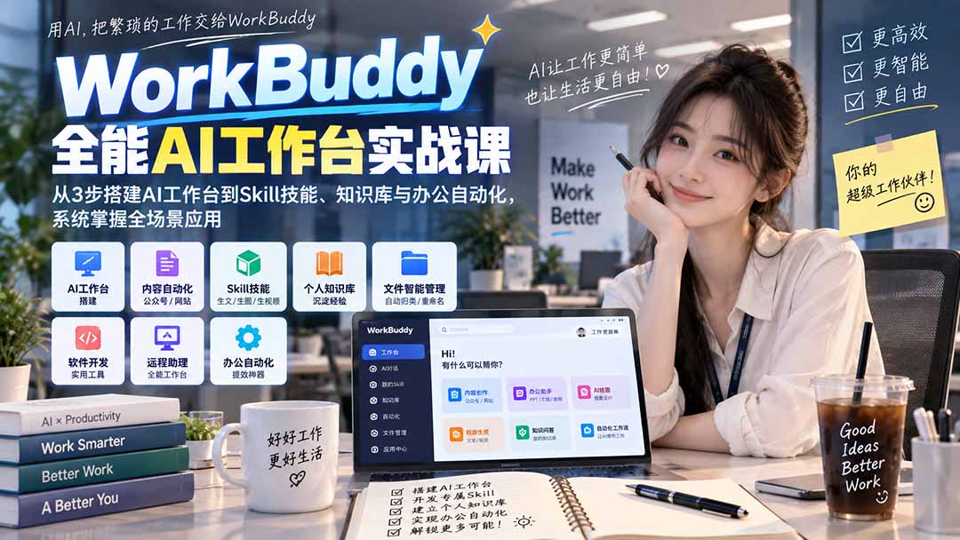 WorkBuddy全能AI工作台实战课:从3步搭建AI工作台到Skill技能、知识库与办公自动化,系统掌握全场景应用 1 20260913083835 6aa6610b24614