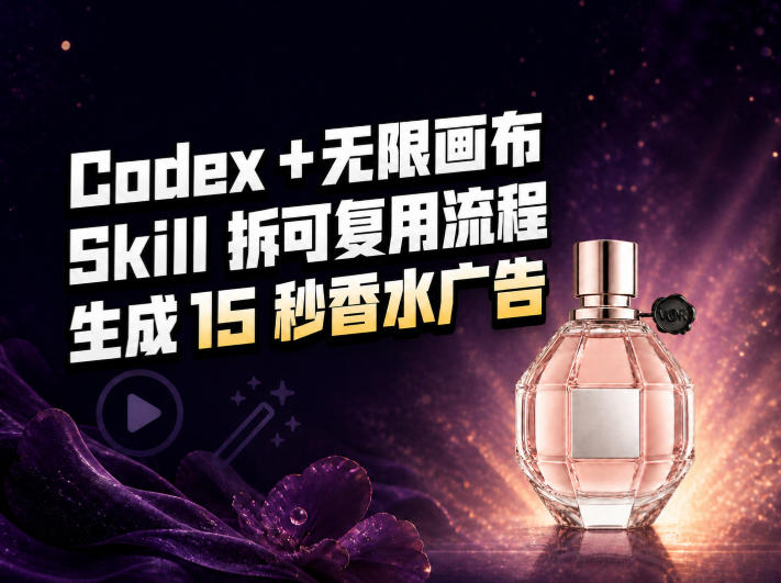 我把Amazon香水视频拆成Codex Skill:无限画布负责最后15秒 1 我把Amazon香水视频拆成Codex Skill:无限画布负责最后15秒