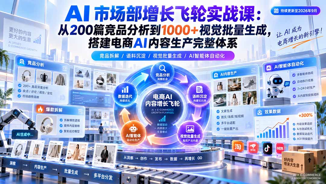 AI 市场部增长飞轮实战课:从200篇竞品分析到1000+视觉批量生成,搭建电商AI内容生产完整体系 1 20260914062254 6aa792be67d0b