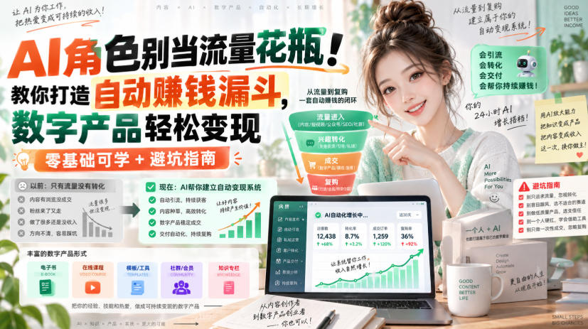 AI角色别当流量花瓶!教你打造自动賺钱漏斗,数字产品轻松变现(零基础可学+避坑指南)【原创双语字幕】 1 AI角色别当流量花瓶!教你打造自动賺钱漏斗,数字产品轻松变现(零基础可学+避坑指南)【原创双语字幕】