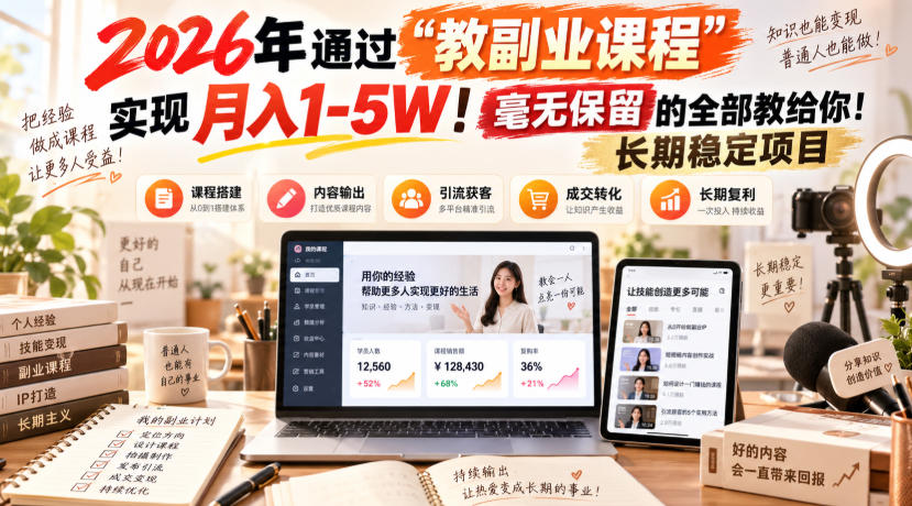 2026年通过“教副业课程”实现月入1-5W!毫无保留的全部教给你!长期稳定项目 1 20260915104632 6aa92208d4236