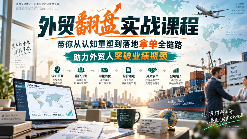 外贸翻盘实战课程,带你从认知重塑到落地拿单全链路,助力外贸人突破业绩瓶颈 1 外贸翻盘实战课程,带你从认知重塑到落地拿单全链路,助力外贸人突破业绩瓶颈