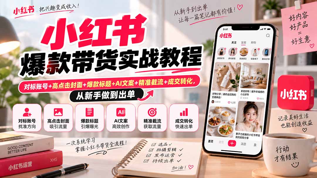 小红书爆款带货实战教程|对标账号+高点击封面+爆款标题+AI文案+精准截流+成交转化,从新手做到出单 1 20260916084118 6aaa562e040a3