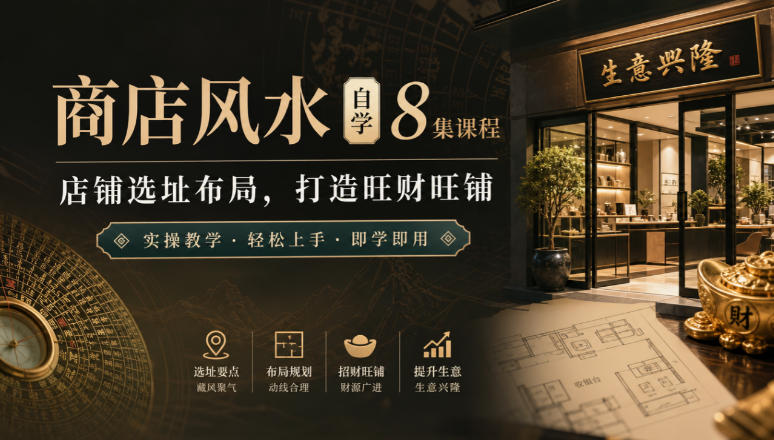 商店风水自学8集课程|店铺选址布局,打造旺财旺铺实操教学 1 商店风水自学8集课程|店铺选址布局,打造旺财旺铺实操教学