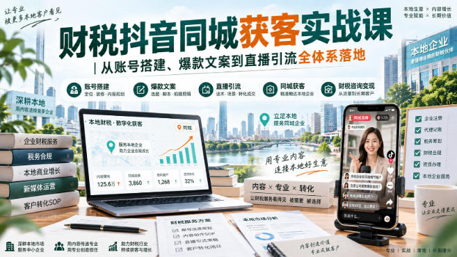 财税抖音同城获客实战课|从账号搭建、爆款文案到直播引流全体系落地 1 财税抖音同城获客实战课|从账号搭建、爆款文案到直播引流全体系落地