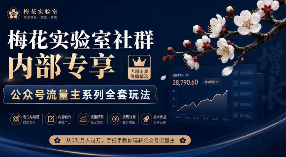 梅花实验室社群内部专享-公众号流量主系列全套玩法 1 梅花实验室社群内部专享-公众号流量主系列全套玩法