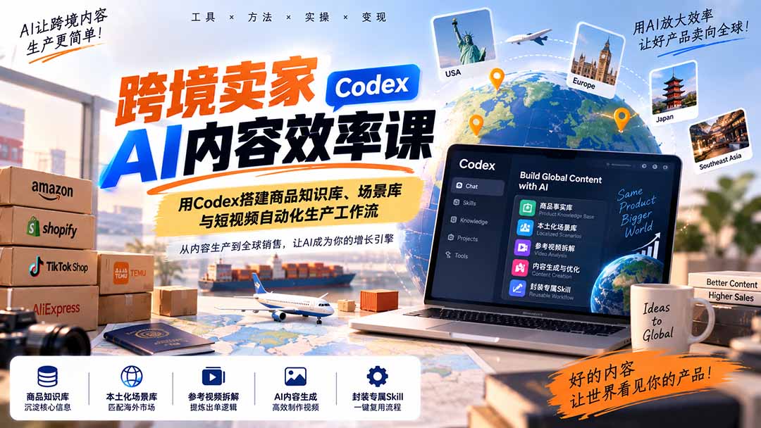 跨境卖家AI内容效率课:用Codex搭建商品知识库、场景库与短视频自动化生产工作流 1 20260923142619 6ab3e18be2320