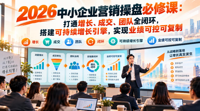 2026中小企业营销操盘必修课:打通增长、成交、团队全闭环,搭建可持续增长引擎,实现业绩可控可复制 1 2026中小企业营销操盘必修课:打通增长、成交、团队全闭环,搭建可持续增长引擎,实现业绩可控可复制