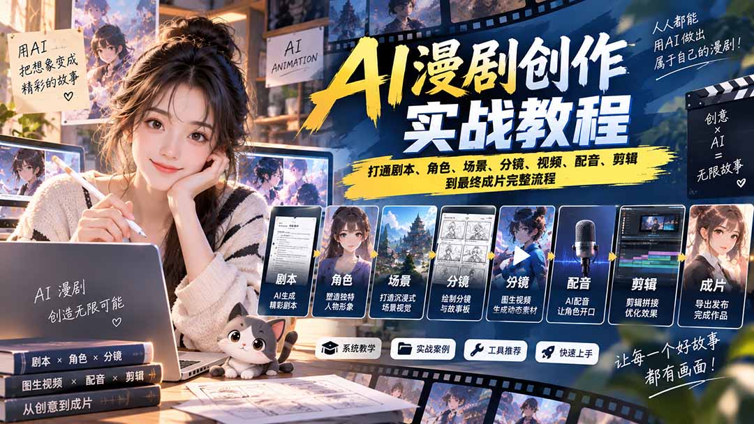 2026 AI漫剧创作实战教程:打通剧本、角色、场景、分镜、视频、配音、剪辑到最终成片完整流程 1 20261003085210 6ac0c23aa85a3