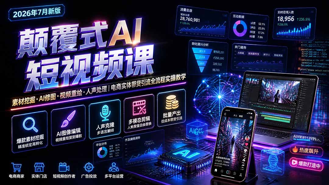 颠覆式AI短视频课-更新|素材挖掘,AI修图,视频重绘,人声处理|电商实体带货引流全流程实操教学 1 20261003085503 6ac0c2e73b6a8