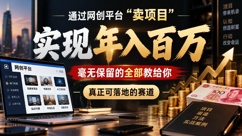 通过网创平台“卖项目”实现年入100w,毫无保留的全部教给你,真正可落地的赛道【揭秘】 1 通过网创平台“卖项目”实现年入100w,毫无保留的全部教给你,真正可落地的赛道【揭秘】