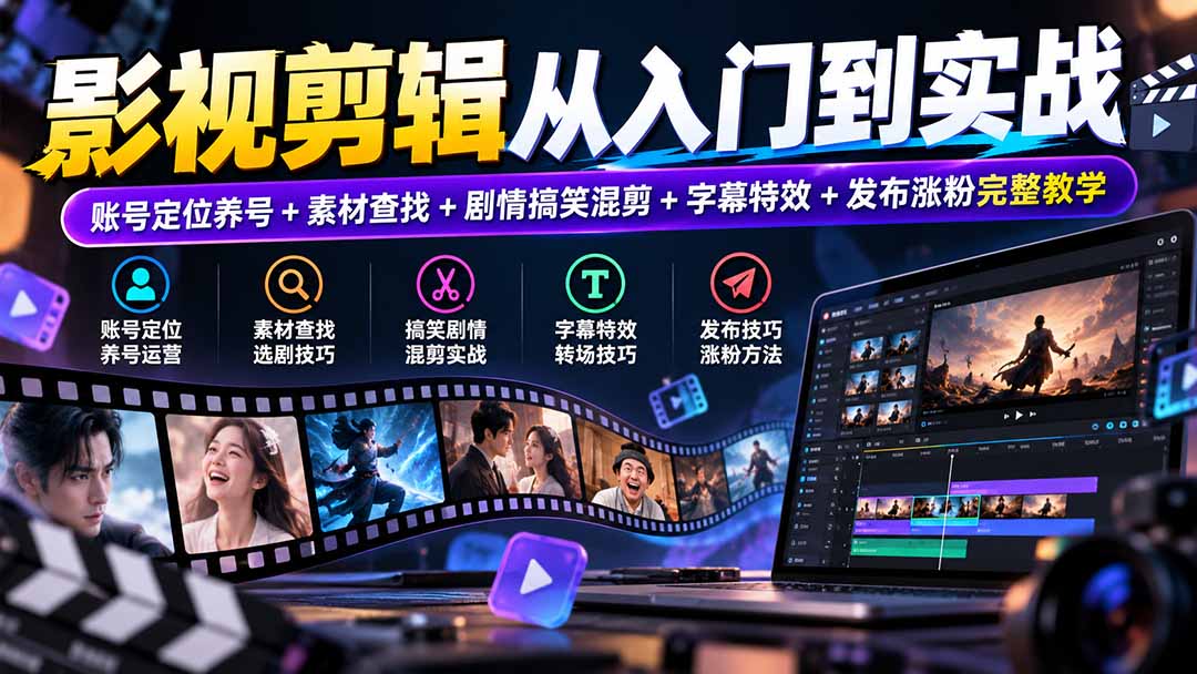 影视剪辑从入门到实战:账号定位养号+素材查找+剧情搞笑混剪+字幕特效+发布涨粉完整教学 1 20261005010021 6ac2f6a5ed268