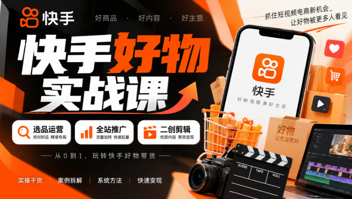 快手好物实战课|选品运营+全站推广+二创剪辑带货变现 1 快手好物实战课|选品运营+全站推广+二创剪辑带货变现