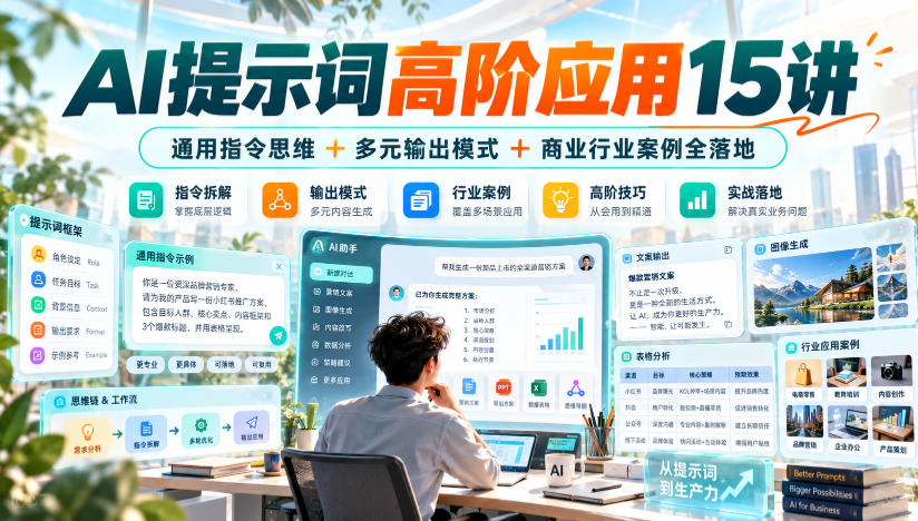 AI提示词高阶应用15讲|通用指令思维+多元输出模式+商业行业案例全落地 1 AI提示词高阶应用15讲|通用指令思维+多元输出模式+商业行业案例全落地