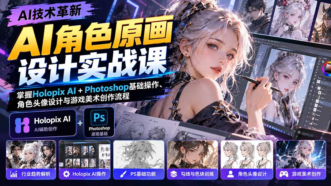 AI角色原画设计实战课:掌握Holopix AI+Photoshop基础操作、角色头像设计与游戏美术创作流程 1 20261009063402 6ac88adaeb764