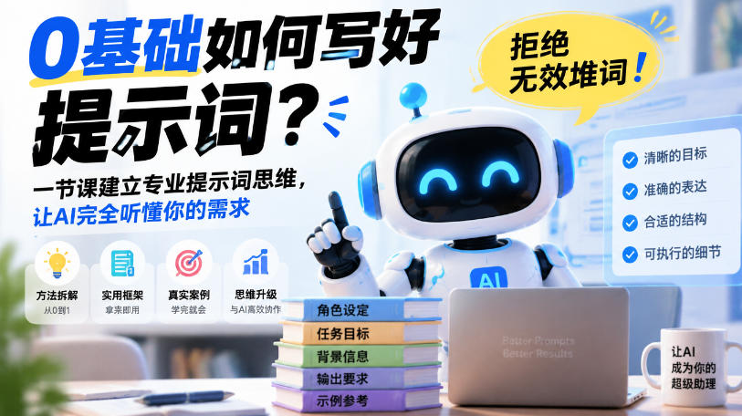 0基础如何写好提示词,拒绝无效堆词!一节课建立专业提示词思维,让AI完全听懂你的需求 1 0基础如何写好提示词,拒绝无效堆词!一节课建立专业提示词思维,让AI完全听懂你的需求