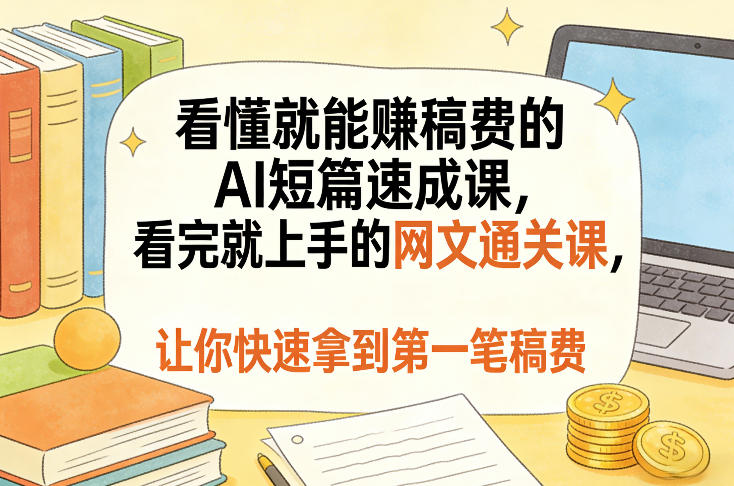 看懂就能賺稿费的AI短篇速成课,看完就上手的网文通关课,让你快速拿到第一笔稿费(更新1008) 1 看懂就能賺稿费的AI短篇速成课,看完就上手的网文通关课,让你快速拿到第一笔稿费(更新1008)