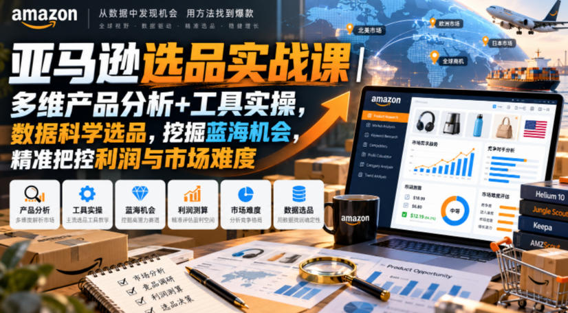 亚马逊选品实战课|多维产品分析+工具实操,数据科学选品,挖掘蓝海机会,精准把控利润与市场难度 1 亚马逊选品实战课|多维产品分析+工具实操,数据科学选品,挖掘蓝海机会,精准把控利润与市场难度