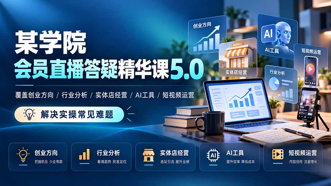 某学院会员直播答疑精华课5.0:覆盖创业方向、行业分析、实体店经营、AI工具和短视频运营,解决实操常见难题! 1 20261022082540 6ad9c8841de36
