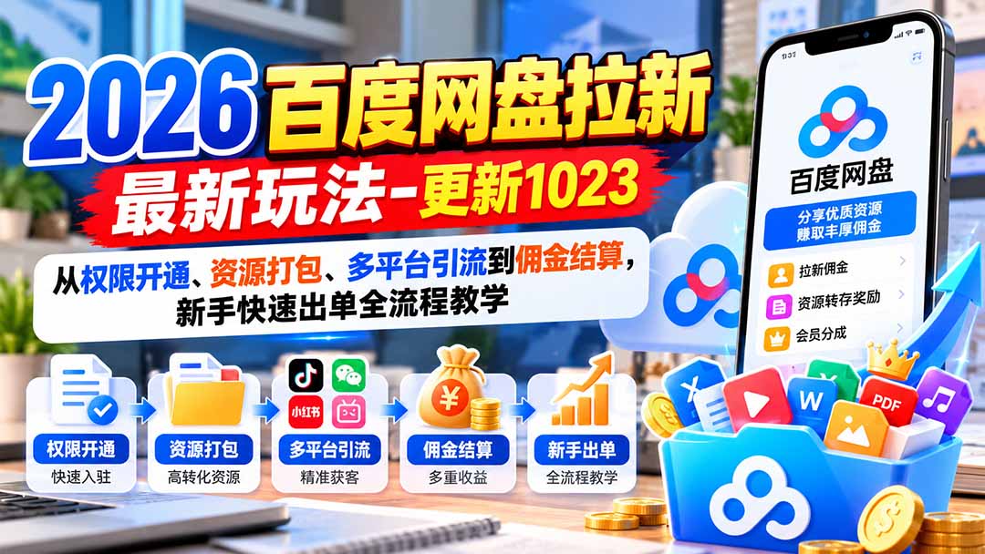 2026百度网盘拉新最新玩法-更新1023:从权限开通、资源打包、多平台引流到佣金结算,新手快速出单全流程教学 1 20261024104323 6adc8bcb86276