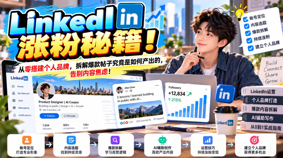 LinkedIn涨粉秘籍!从零搭建个人品牌,拆解爆款帖子究竟是如何产出的,告别内容焦虑!【原创双语字幕】 1 LinkedIn涨粉秘籍!从零搭建个人品牌,拆解爆款帖子究竟是如何产出的,告别内容焦虑!【原创双语字幕】