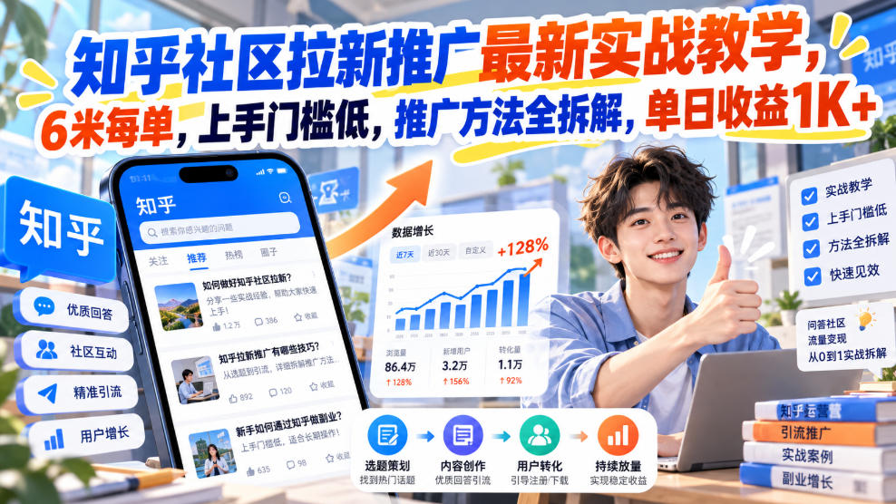 知乎社区拉新推广最新实战教学,6米每单,上手门槛低,推广方法全拆解,单日收益1K+!(更新1030) 1 知乎社区拉新推广最新实战教学,6米每单,上手门槛低,推广方法全拆解,单日收益1K+!(更新1030)