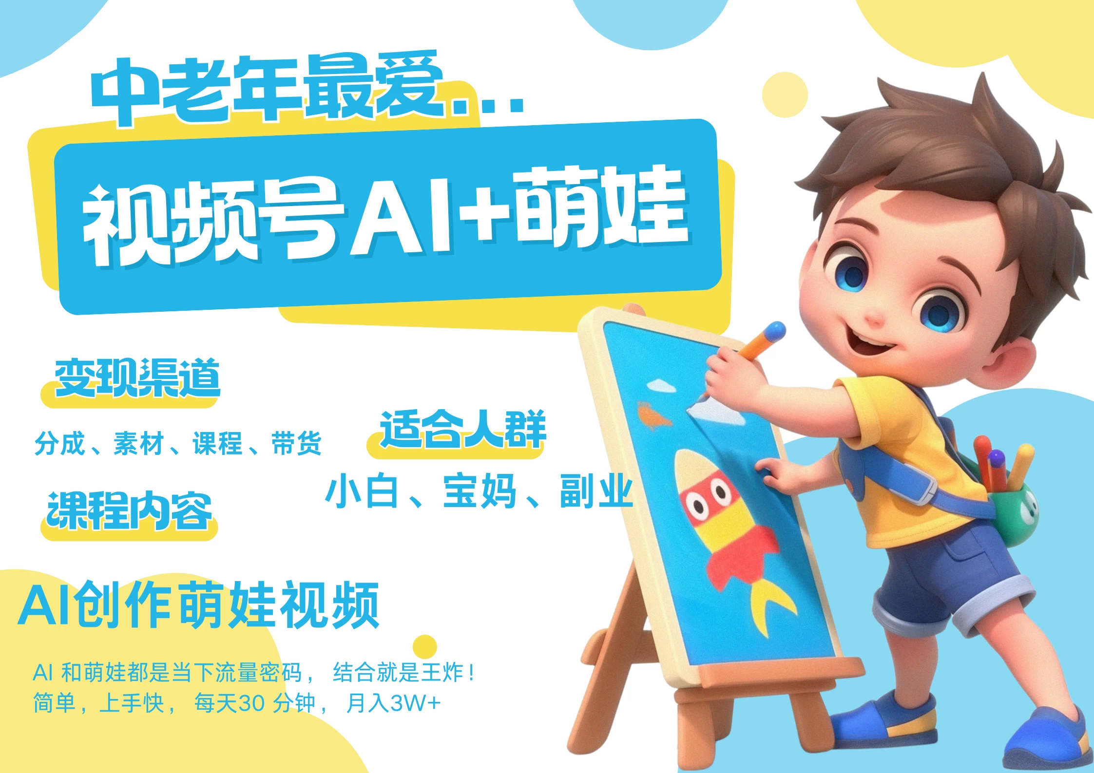 AI+萌娃，又一爆款密码，小白3步上手，爆款率80%，每天十分钟，轻松AI变现萌娃搞钱！月入5W，抓紧学！网创-网赚-电商-tk-出海-AI-抖音-快手-小红书-视频号-玩法-创业-小程序-公众号-私域-s粉网创智库