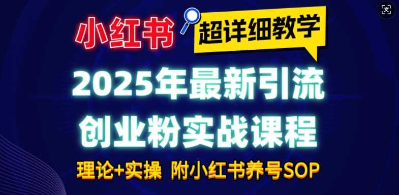 2025年最新小红书引流创业粉实战课程【超详细教学】小白轻松上手，月入1W+，附小红书养号SOP网创-网赚-电商-tk-出海-AI-抖音-快手-小红书-视频号-玩法-创业-小程序-公众号-私域-s粉网创智库