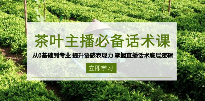 茶叶 主播必备话术课 从0基础到专业 提升语感表现力 掌握直播话术底层逻辑网创-网赚-电商-tk-出海-AI-抖音-快手-小红书-视频号-玩法-创业-小程序-公众号-私域-s粉网创智库