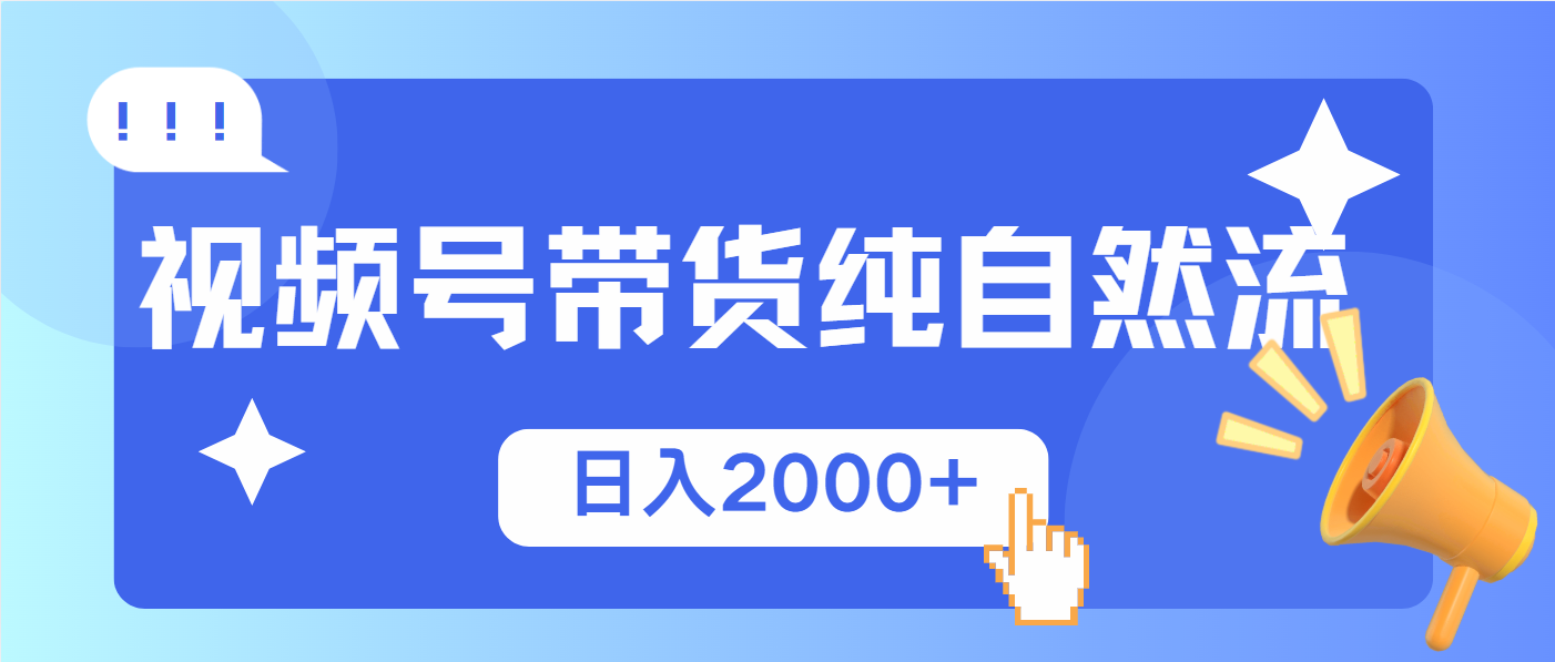 视频号带货，纯自然流，起号简单，爆率高轻松日入2000+ - 网创智库网创-网赚-电商-tk-出海-AI-抖音-快手-小红书-视频号-玩法-创业-小程序-公众号-私域-s粉网创智库