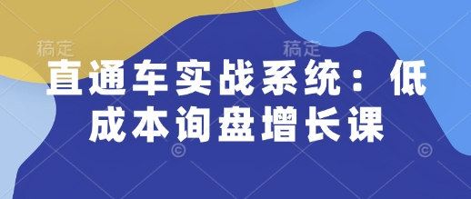 直通车实战系统：低成本询盘增长课，让个人通过技能实现升职加薪，让企业低成本获客，订单源源不断网创-网赚-电商-tk-出海-AI-抖音-快手-小红书-视频号-玩法-创业-小程序-公众号-私域-s粉网创智库
