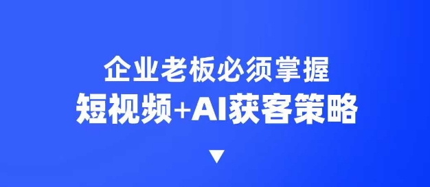企业短视频AI获客霸屏流量课，6步短视频+AI突围法，3大霸屏抢客策略网创-网赚-电商-tk-出海-AI-抖音-快手-小红书-视频号-玩法-创业-小程序-公众号-私域-s粉网创智库