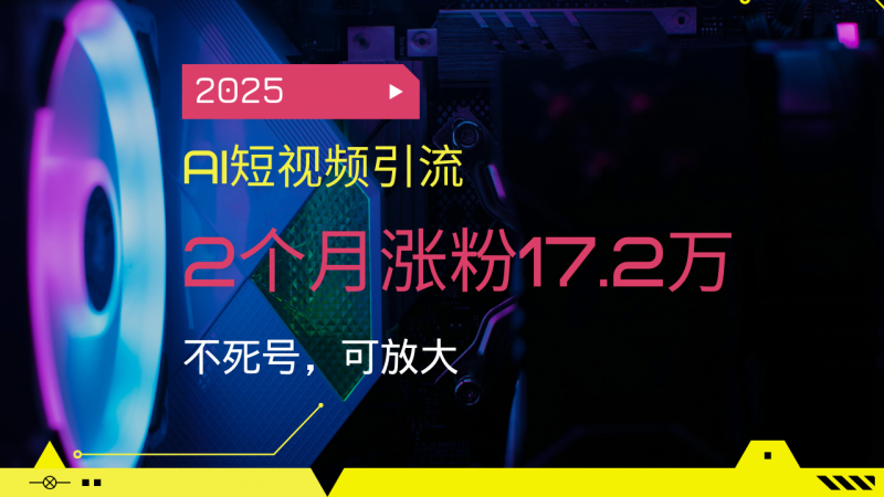 2025AI短视频引流，2个月涨粉17.2万，不死号，可放大网创-网赚-电商-tk-出海-AI-抖音-快手-小红书-视频号-玩法-创业-小程序-公众号-私域-s粉网创智库
