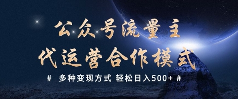 公众号流量主代运营  多种变现方式 轻松日入5张【揭秘】网创-网赚-电商-tk-出海-AI-抖音-快手-小红书-视频号-玩法-创业-小程序-公众号-私域-s粉网创智库
