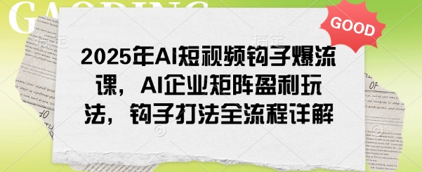 2025年AI短视频钩子爆流课，AI企业矩阵盈利玩法，钩子打法全流程详解网创-网赚-电商-tk-出海-AI-抖音-快手-小红书-视频号-玩法-创业-小程序-公众号-私域-s粉网创智库