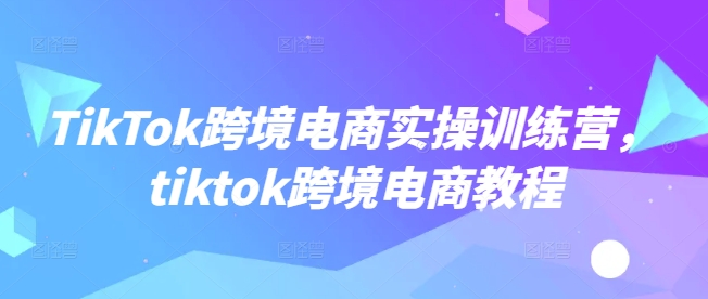 TikTok跨境电商实操训练营，tiktok跨境电商教程网创-网赚-电商-tk-出海-AI-抖音-快手-小红书-视频号-玩法-创业-小程序-公众号-私域-s粉网创智库