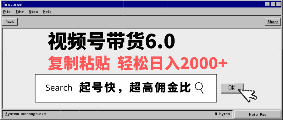 视频号带货6.0，轻松日入2000+，起号快，复制粘贴即可，超高佣金比 - 网创智库网创-网赚-电商-tk-出海-AI-抖音-快手-小红书-视频号-玩法-创业-小程序-公众号-私域-s粉网创智库
