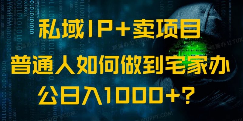 私域IP+卖项目，普通人如何做到宅家办公实现日入1000+网创-网赚-电商-tk-出海-AI-抖音-快手-小红书-视频号-玩法-创业-小程序-公众号-私域-s粉网创智库