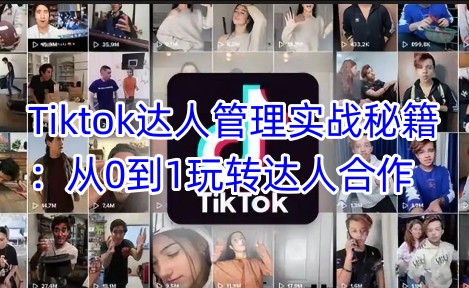 Tiktok达人管理实战秘籍：从0到1玩转达人合作网创-网赚-电商-tk-出海-AI-抖音-快手-小红书-视频号-玩法-创业-小程序-公众号-私域-s粉网创智库