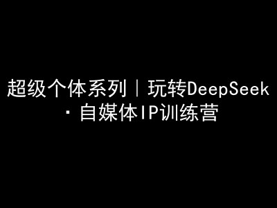 超级个体系列,玩转DeepSeek·自媒体IP训练营,deepseek教程网创-网赚-电商-tk-出海-AI-抖音-快手-小红书-视频号-玩法-创业-小程序-公众号-私域-s粉网创智库