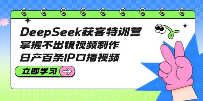 DeepSeek获客特训营：掌握不出镜视频制作，日产百条IP口播视频网创-网赚-电商-tk-出海-AI-抖音-快手-小红书-视频号-玩法-创业-小程序-公众号-私域-s粉网创智库