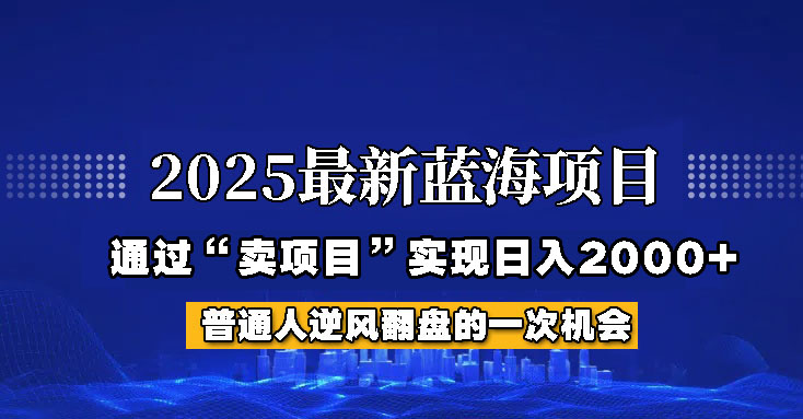2025年蓝海项目，如何通过“网创项目”日入2000+网创-网赚-电商-tk-出海-AI-抖音-快手-小红书-视频号-玩法-创业-小程序-公众号-私域-s粉网创智库
