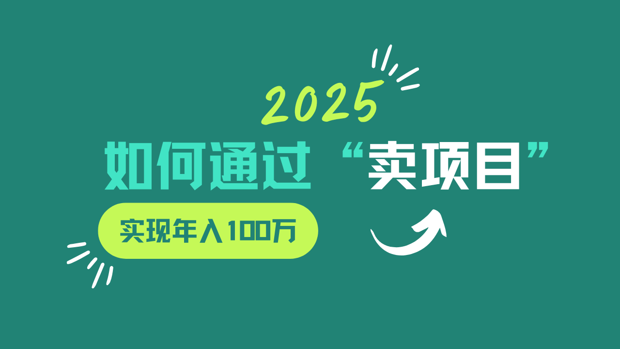 2025年如何通过“卖项目”实现年入100w - 网创智库网创-网赚-电商-tk-出海-AI-抖音-快手-小红书-视频号-玩法-创业-小程序-公众号-私域-s粉网创智库