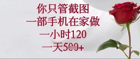 你只管截图，一部手机在家操作，一小时120.一天5张【揭秘】网创-网赚-电商-tk-出海-AI-抖音-快手-小红书-视频号-玩法-创业-小程序-公众号-私域-s粉网创智库