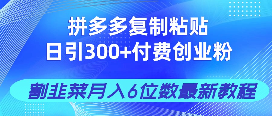 拼多多复制粘贴日引300+付费创业粉，割韭菜月入6位数最新教程！ - 网创智库网创-网赚-电商-tk-出海-AI-抖音-快手-小红书-视频号-玩法-创业-小程序-公众号-私域-s粉网创智库